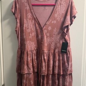 TORRID Pink Boho Floral Shirt, Size 00, NEW NWT!